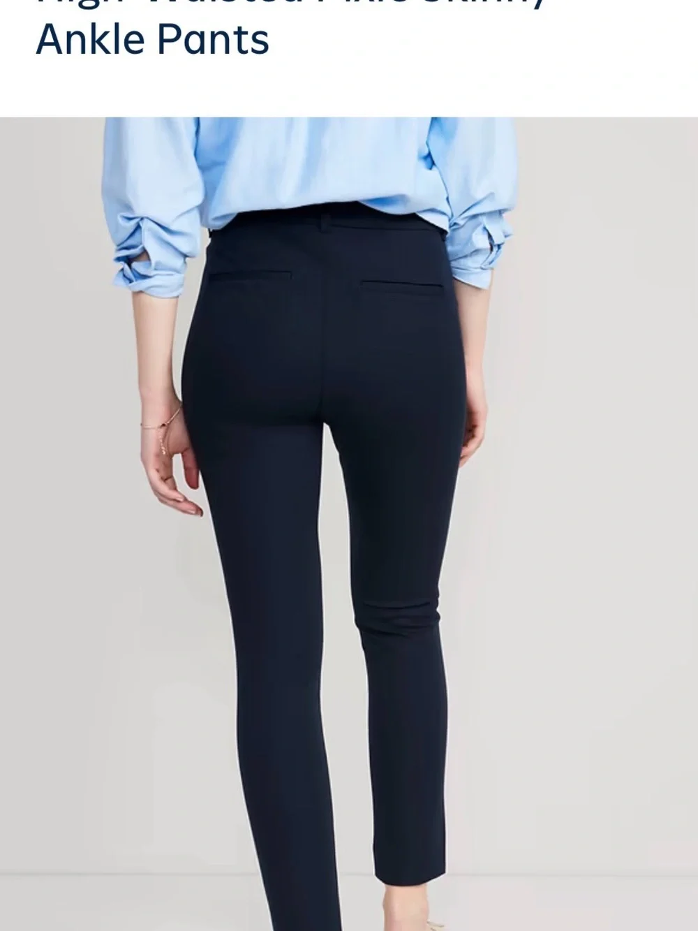 Old Navy Navy Blue High-Waisted Pixie Skinny Ankle Pants - Picture 2 of 5